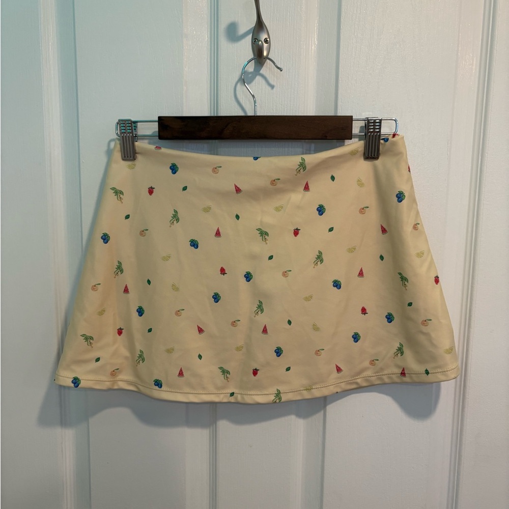 Evry Jewels Cream Mini Swimming Skirt with Colorful Fruit Patterns - Picture 1 of 5